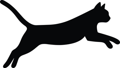 silhouette, jumping cat fully extended