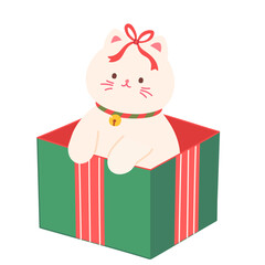 Cat Inside Gift Box Illustration