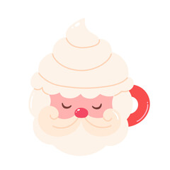Santa Claus Mug with Whipped Cream Illustration