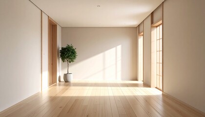 Obraz premium Bright Minimalist Empty Room with Natural Light
