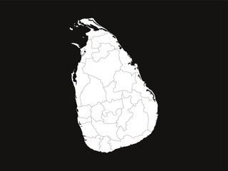 Sri Lanka Map  Administrative Divisions  White on Black