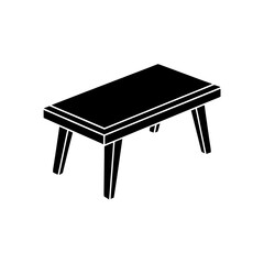 Isometric black table art on transparent background silhouette