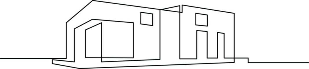 Elegant minimalist house design with a single line creating modern architectural style for creative construction projects and real estate development concepts
