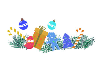 Christmas Decoration Garland Transparent PNG | Holiday Gifts and Candy Ornaments