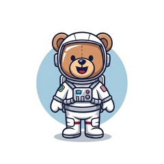 Obraz premium Adorable Teddy Bear Astronaut Cartoon Character in Space Suit.