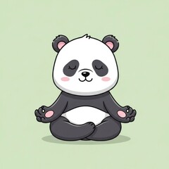 Naklejka premium Cute Panda Meditating Cartoon Illustration for Relaxation and Wellness.