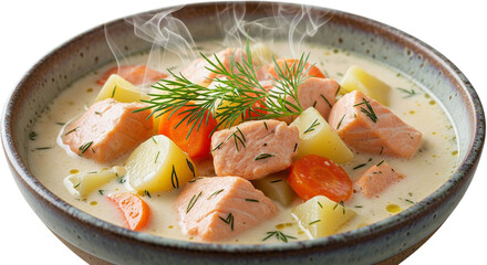 Creamy salmon soup with dill food