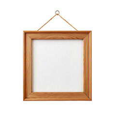 Empty wooden picture frame on white background ready for decorative artwork or photography display