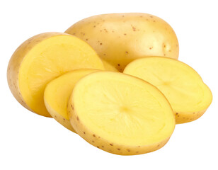 Fresh potato sliced potato vegetable root crop food ingredient produce on transparent background