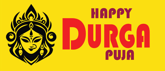 Happy Durgapuja wishing vector Illustration .