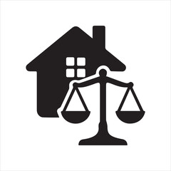 Real Estate Law Icon silhouette vector with white background