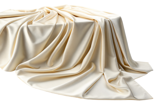 Elegant draped beige fabric on table creates luxurious and smooth appearance for decor and design