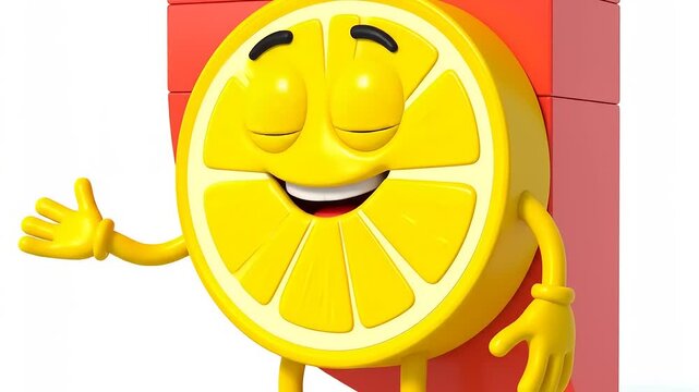 Smiling lemon slice cartoon