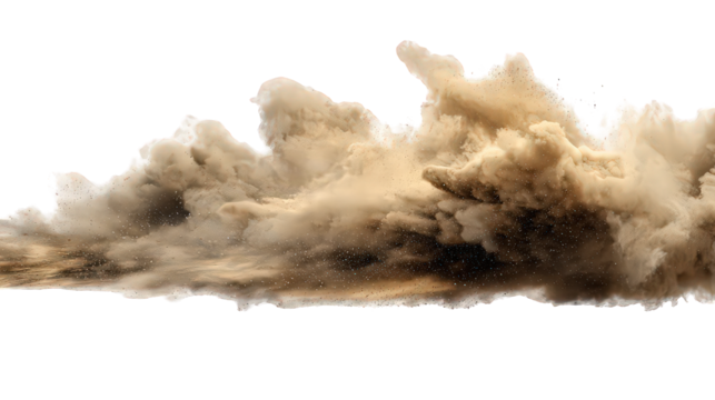 Tan Dust Cloud Explosion Isolated on Black Background