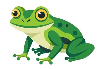 Cute Green Frog Illustration Cartoon Amphibian Animal