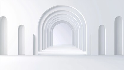 Minimalist White Archways in an Expansive, Bright Space