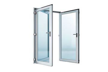 Modern glass doors with sleek design and elegant frameless style for contemporary home interior