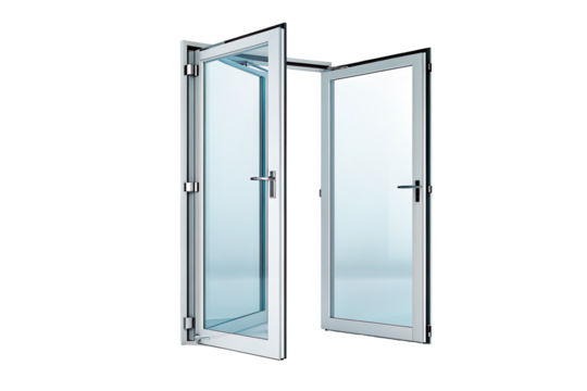 Modern glass doors with sleek design and elegant frameless style for contemporary home interior