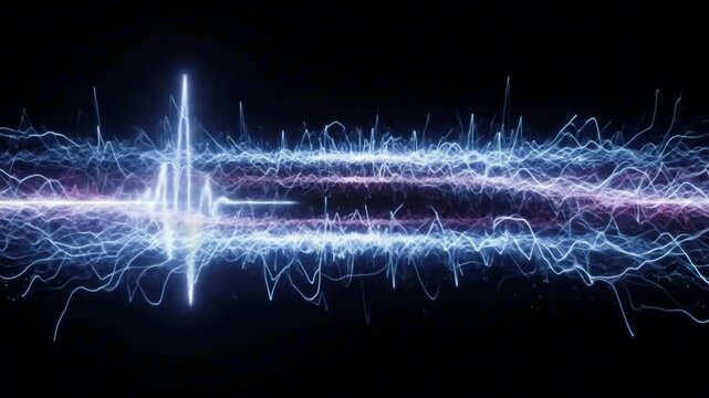 Blue and purple lightning streaks across a dark background