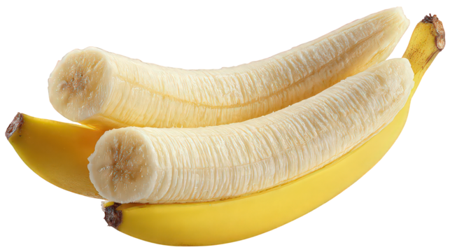 Two Glittery Bananas on Yellow Peel, Transparent Background