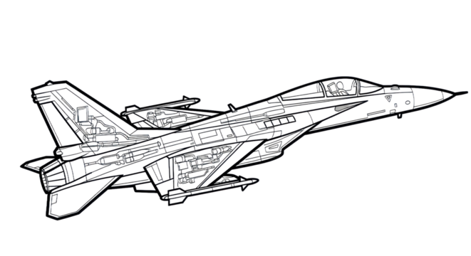 Fighter jet technical illustration