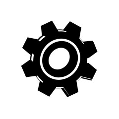 Isolated black gear icon on transparent background silhouette