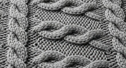 Intricate Gray Cable Knit: A Textured Woolen Tapestry of Warmth