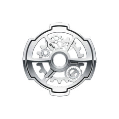 Obraz premium Intricate metallic gear design showcasing precision engineering and mechanical artistry