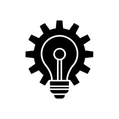 Gear lightbulb innovation on transparent background silhouette