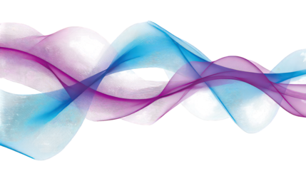 Abstract Blue Purple Swirling Waves on Transparent Background