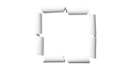 Square frame made of chalk sticks isolated on transparent background