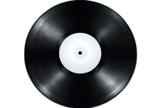 Black And White Vinyl Record with White Label, Circular Design, Abstract Texture - Powered by Adobe