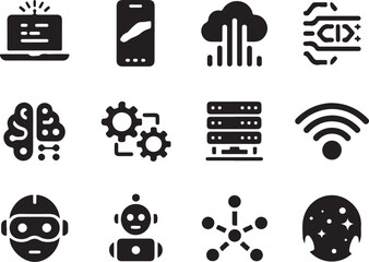 Modern technology icons representing innovation and solutions
