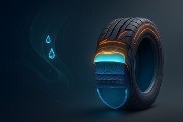 High-Detail Technical Cutaway Cross Section of Self-Sealing Tire Featuring Sealant Layer and Internal Structural Layers