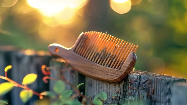 wooden comb placed on a wooden fence 4K Videos