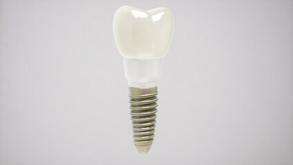 Dental implant with crown in realistic 3D rendering