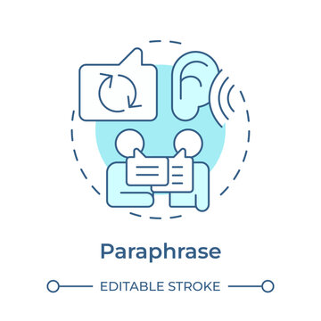Paraphrase soft blue concept icon. Communication, networking. Active listening, conversation. Round shape line illustration. Abstract idea. Graphic design. Easy to use in booklet, blog post