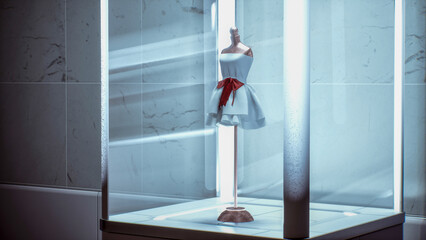 Elegant 3D Rendering of Luxury Wedding Dress on Display