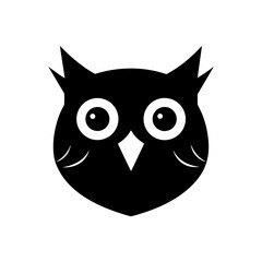 Silhouette of owl face on transparent background