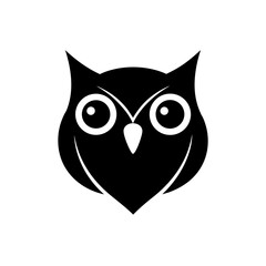 Stylized owl head design on transparent background silhouette