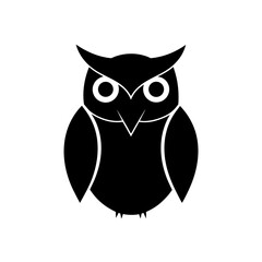 Simple black owl drawing on transparent background silhouette