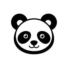 Panda bear face drawing on transparent background silhouette
