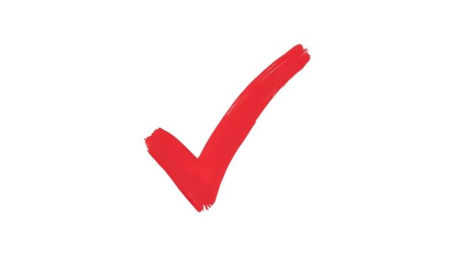 Hand-painted red checkmark graphic against on White Screen Animation video
