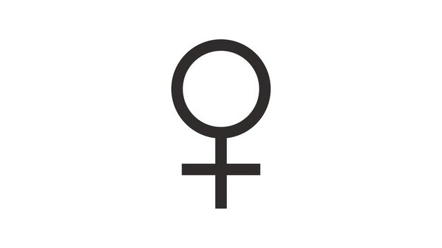 Simple, black Female Symbol on white Screen Animation video