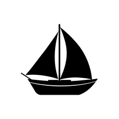 Silhouette of a sailboat on transparent background