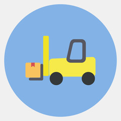 Icon forklift. Export import elements. Icon in color mate style.