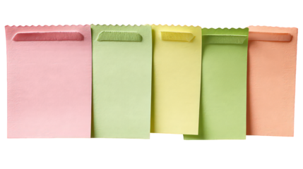 Pastel Pink Green Yellow Clipboard Set Isolated on Transparent Background
