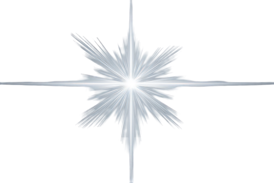 Abstract Silver Starburst Light Effect on Transparent Background