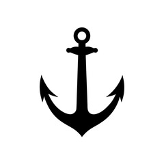 Simple black anchor art on transparent background silhouette