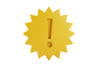 Isolated golden yellow warning attention sign with exclamation point symbol for caution risk